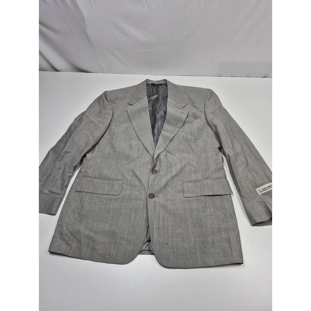 VTG G Kramon Suit Jacket Mens 42R Gray Wool Super 100s Tropical USA Classic Fit